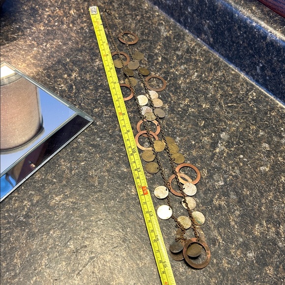 Vintage 80s Boho Lot 3 Chunky Necklaces Red Wood‎ Copper Metal Silver Tone - Picture 6 of 8